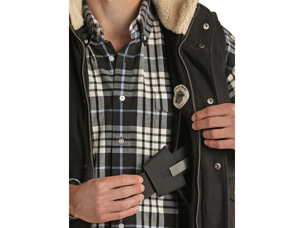 Powder River Outfitters Conceal Carry Cotton Canvas Vest- Black