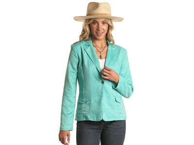 Rock and Roll Denim Microsuede Turquoise Blazer-