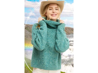 La Miel Lizzy Turtleneck Slouchy Sweater- Mermaid-