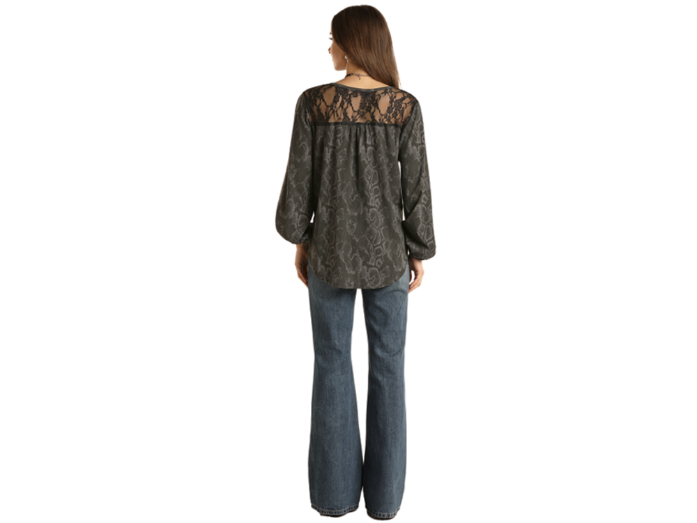 Panhandle Snake Print Long Sleeve with Tie Detail-