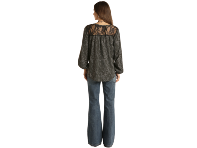 Panhandle Snake Print Long Sleeve with Tie Detail-