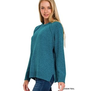 Raglan Chenille Sweater- Ocean Teal
