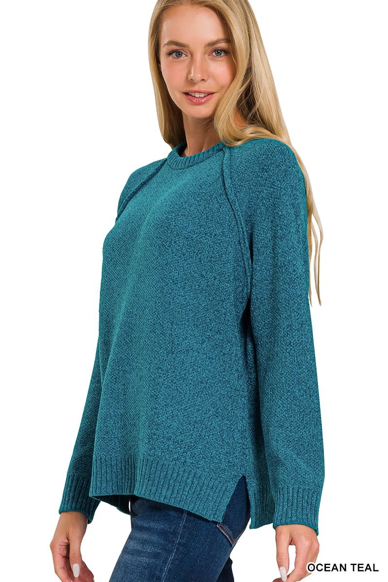 Twist of Teal Chenille Sweater