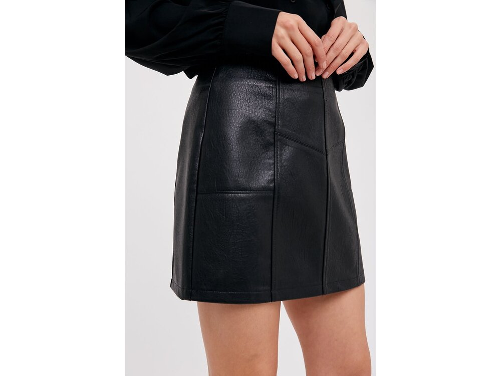 Bluivy Vegan Leather A-Line Skirt- Black