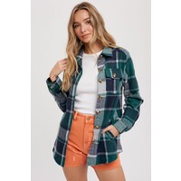 Flannel Shacket- Green Plaid-