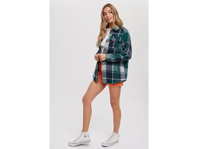 Bluivy Flannel Shacket- Green Plaid-