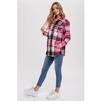 Flannel Shacket- Pink Plaid-