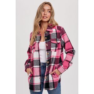 Bluivy Flannel Shacket- Pink Plaid-