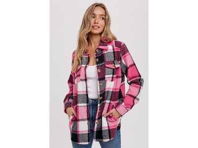 Bluivy Flannel Shacket- Pink Plaid-