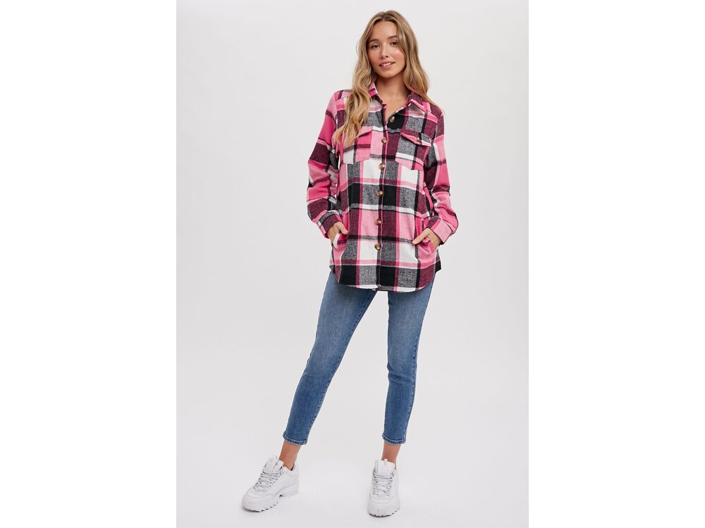 Bluivy Flannel Shacket- Pink Plaid-