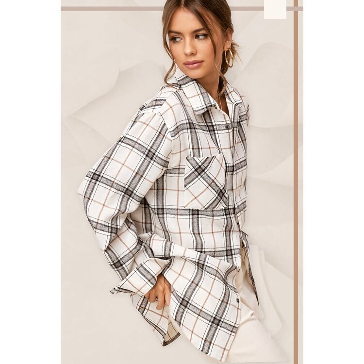 La Miel Encore Classic Plaid Flannel- White