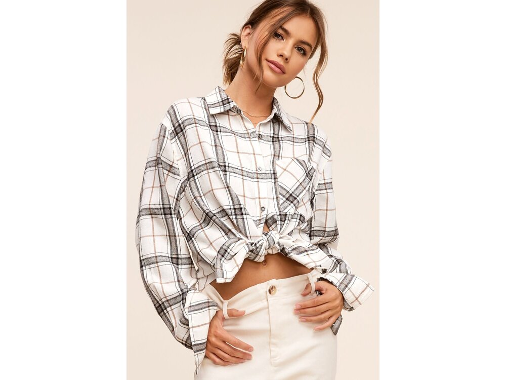 La Miel Encore Classic Plaid Flannel- White