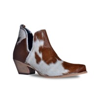 Sunset Bloom Cowhide Booties- Brown