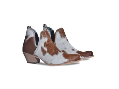 Myra Bags Sunset Bloom Cowhide Booties- Brown