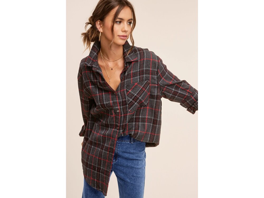 La Miel Encore Plaid Shirt- Grey