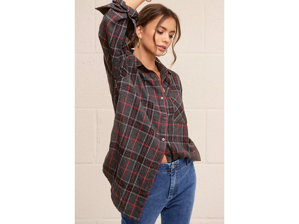 La Miel Encore Plaid Shirt- Grey