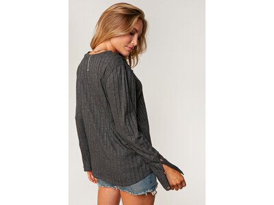 Sugarfox PLUS- Ribbed V-Neck with Lace Trim Neck- Charcoal-