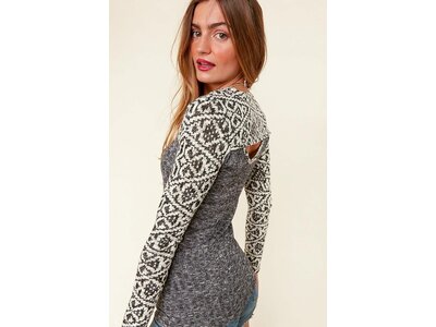 Sugarfox PLUS- Aztec Colorblock Cut-Out Long Sleeve-