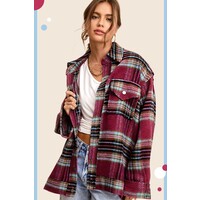 Hailee Plaid Shacket- Maroon/Plum
