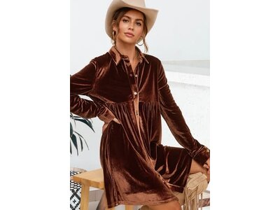 La Miel Elena Velvet Button Down Dress