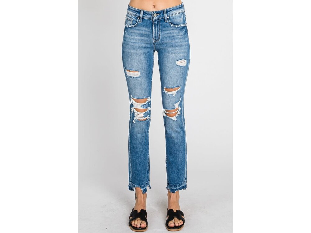 Petra153 Midrise Slim Straight With Destroyed Hem- Med-