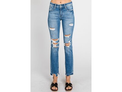 Petra153 Midrise Slim Straight With Destroyed Hem- Med-