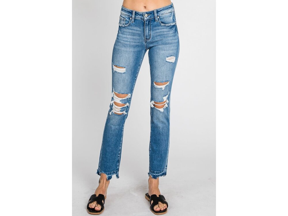Petra153 Midrise Slim Straight With Destroyed Hem- Med-