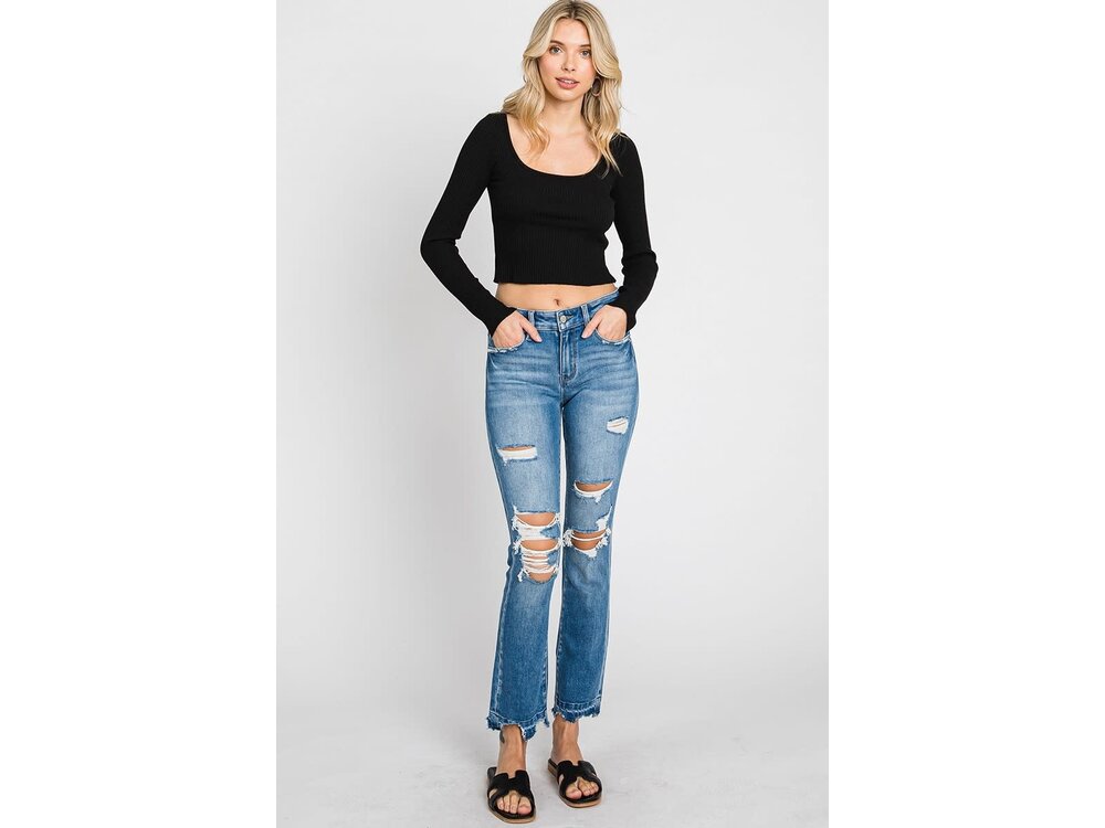 Petra153 Midrise Slim Straight With Destroyed Hem- Med-