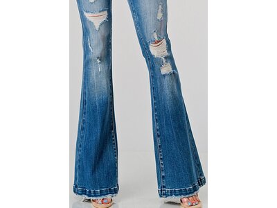 Petra153 Petite Distress Med Wash- Flare- Trouser- 31inseam-