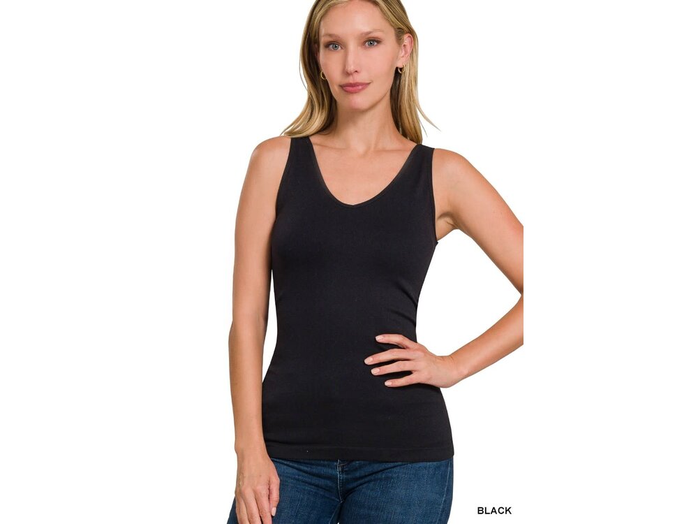 2-Way Seamless Tank Top- Black