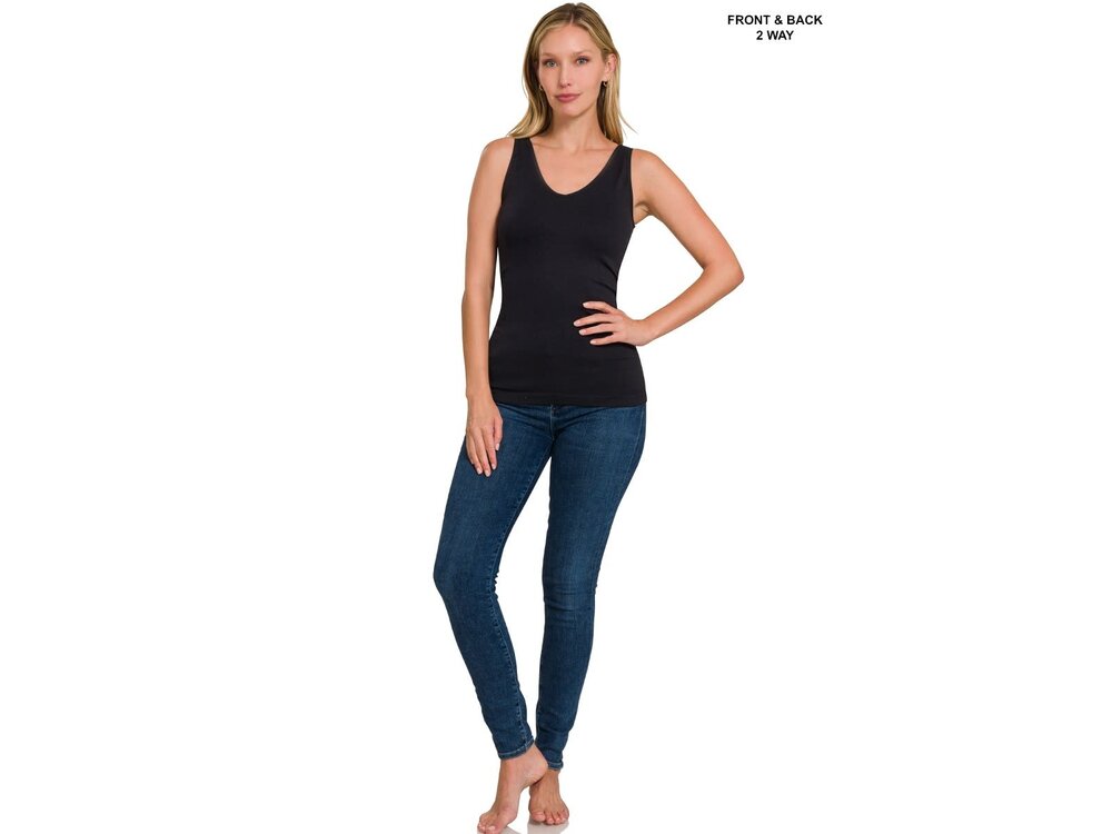 2-Way Seamless Tank Top- Black