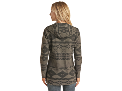 Powder River Outfitters Aztec Knit Hoodie- Grey-