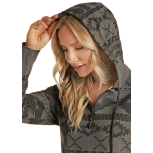 Powder River Outfitters Aztec Knit Hoodie- Grey-