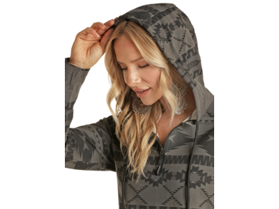Powder River Outfitters Aztec Knit Hoodie- Grey-