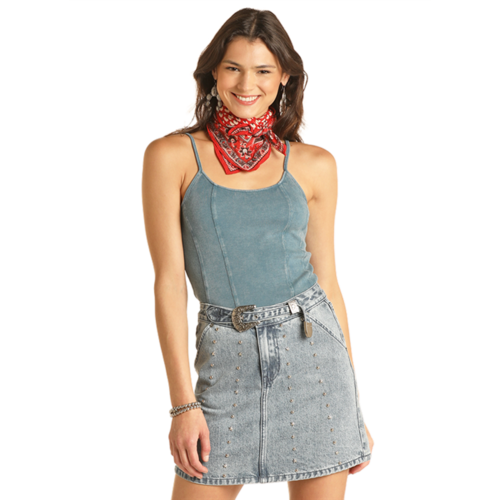 Rock and Roll Denim Exposed Seams Tank- RRWT20R0Y6