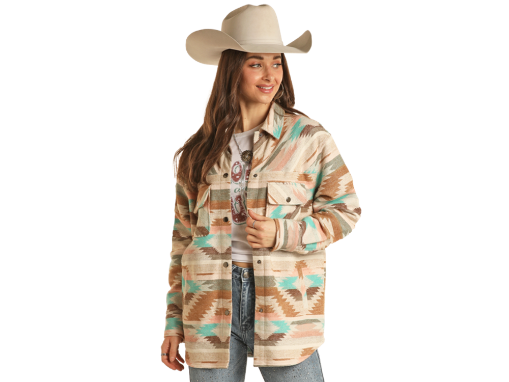 Rock and Roll Denim Shacket with Snaps- BW92C02718