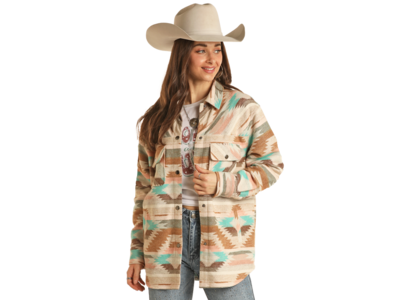 Rock and Roll Denim Shacket with Snaps- BW92C02718