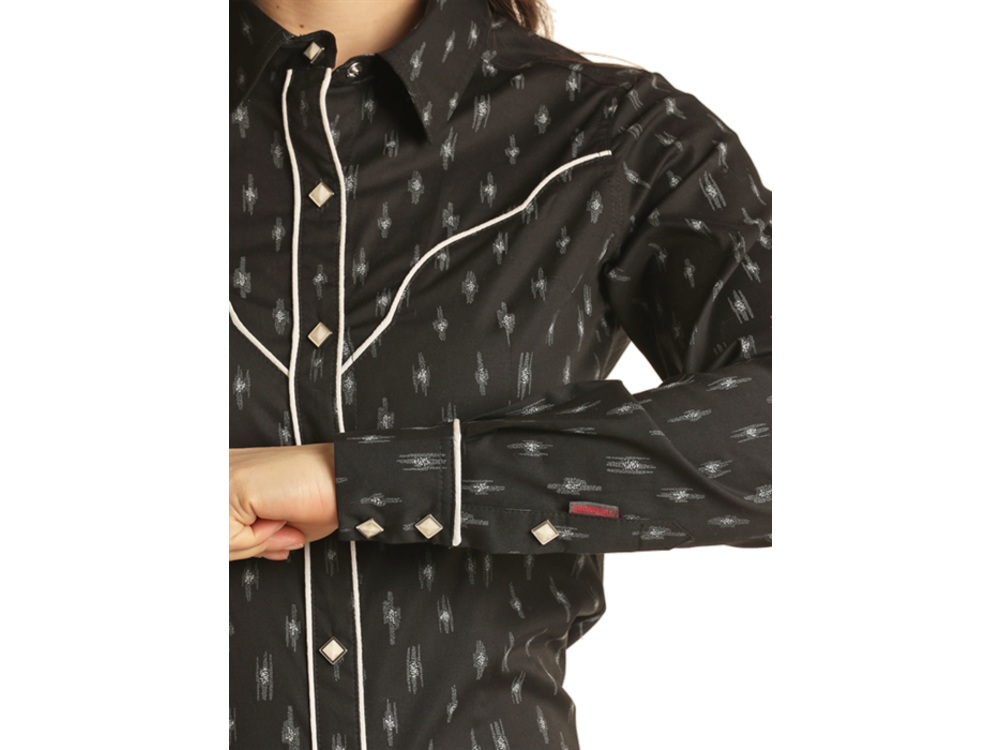 Rock and Roll Denim Printed Snap with Piping- BWN2s02507