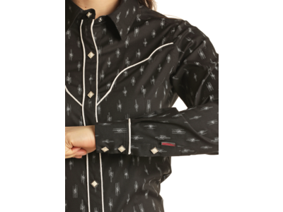 Rock and Roll Denim Printed Snap with Piping- BWN2s02507