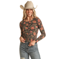 Ruched Floral Top- BW22T02732