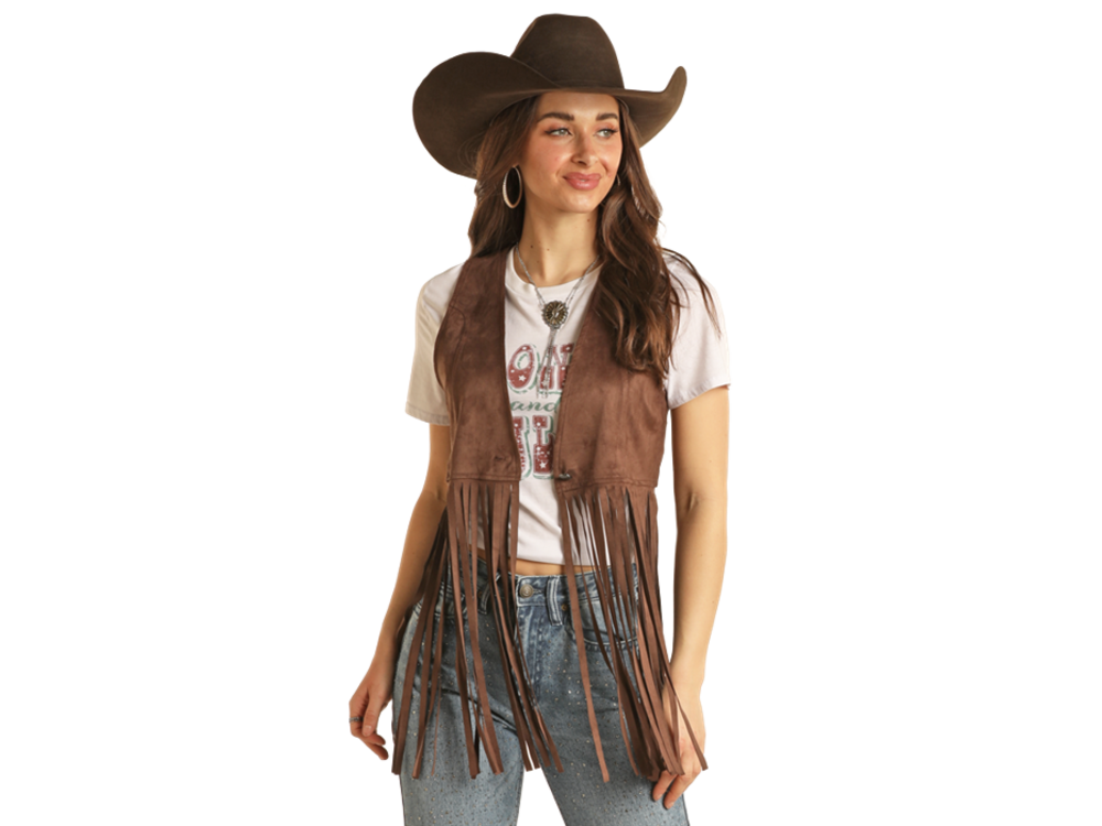 Rock and Roll Denim Fringe Vest- BW98T02715