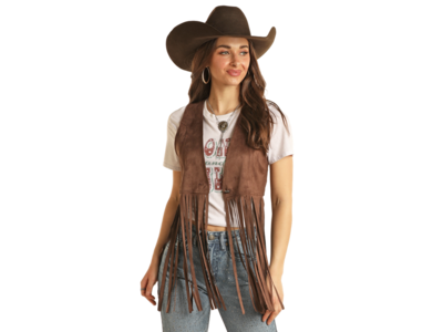 Rock and Roll Denim Fringe Vest- BW98T02715