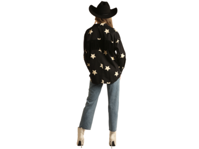 Rock and Roll Denim Twill Shirt with Fringe- BWN2S02755