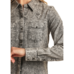Rock and Roll Denim Stars Snap Shirt- BWN2S02756