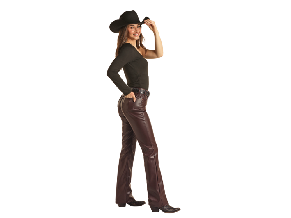 Rock and Roll Denim Leather High Rise Boot- BW4HD03129- Wine