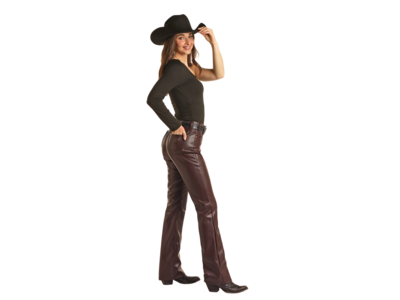 Rock and Roll Denim Leather High Rise Boot- BW4HD03129- Wine