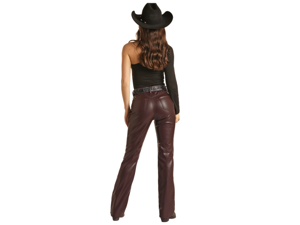 Rock and Roll Denim Leather High Rise Boot- BW4HD03129- Wine