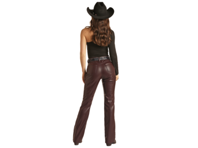 Rock and Roll Denim Leather High Rise Boot- BW4HD03129- Wine