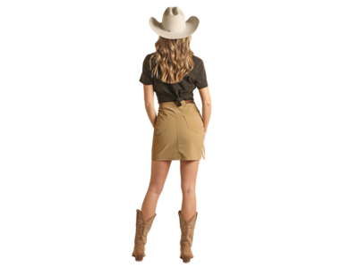 Rock and Roll Denim Natural Leather Skirt- BW69D02946