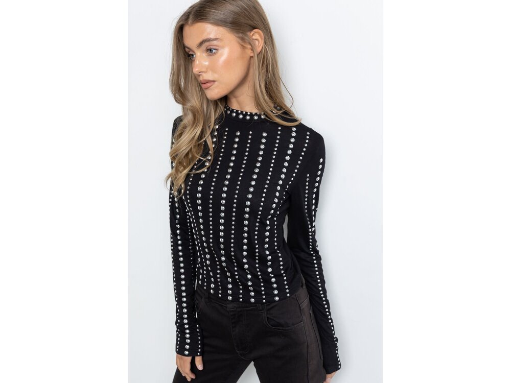 Studded Long Sleeve- Black